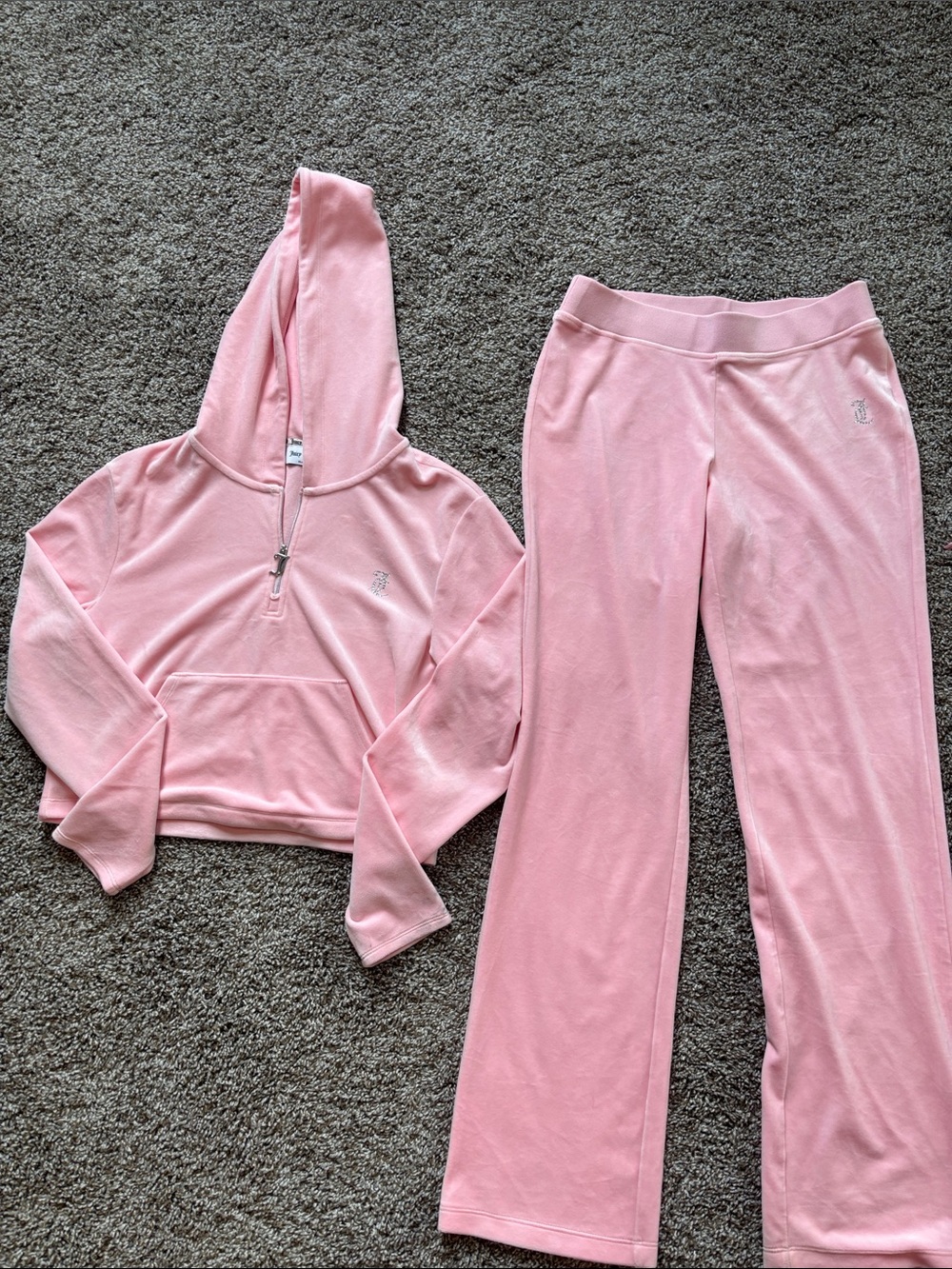 Juicy Couture Pink Velour Cropped Hoodie
